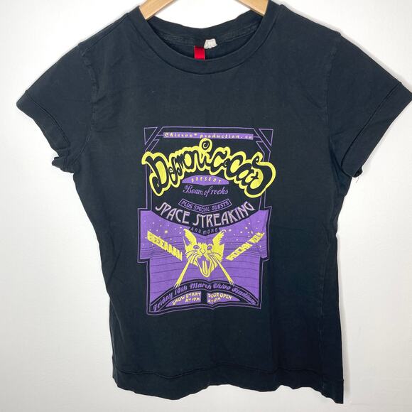 H&M Daemonic Cat Graphic T Shirt In Black Size 8 - Picture 2 of 6